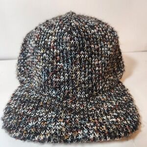 Call It Spring Multi-Color Knit Baseball Cap Faux‎ Leather Strap Flat Brim Hat